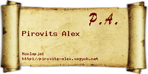 Pirovits Alex névjegykártya